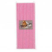 Pappersugrör Rosa/Vit Smal Rand