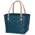handvävd handväska av återvunnen plast och pu-handtag color block marinblå
