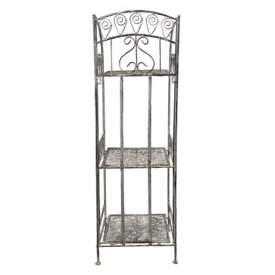 metallhylla på ben med tre våningar baksida